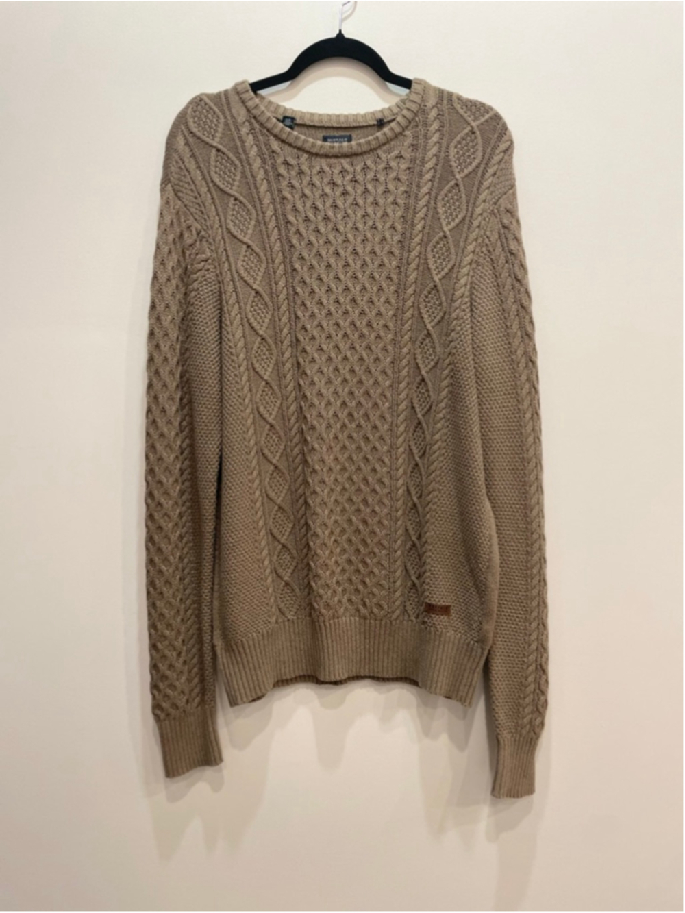 Buffalo Men’s Cotton Cable Knit Crewneck Sweater L Grunge Old Money Fisherman